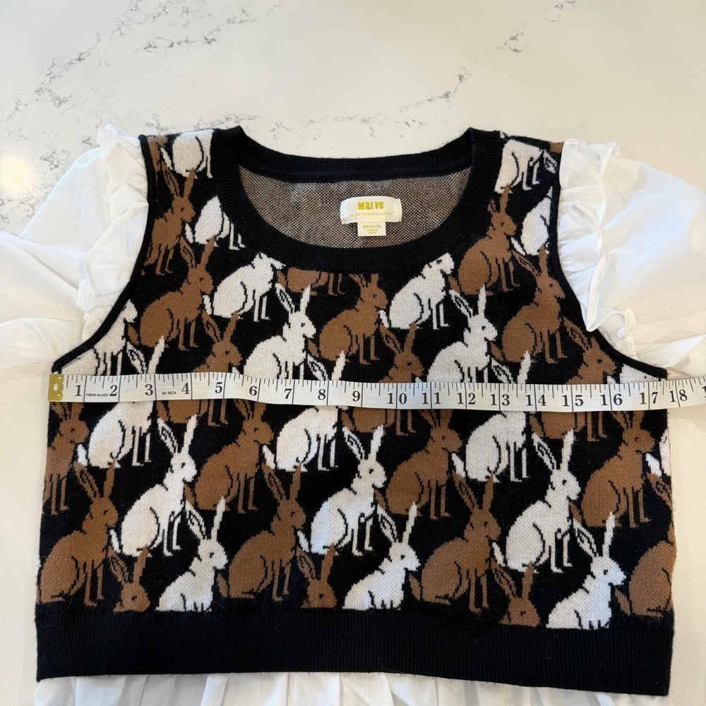 Maeve Ruffled Twofer Rabbit Print Sweater Vest - Picture 11 of 11